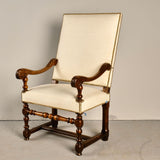 Pair of upholstered antique host and hostess chairs, walnut