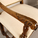Pair of upholstered antique host and hostess chairs, walnut