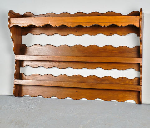 Antique hanging plate rack, pine
