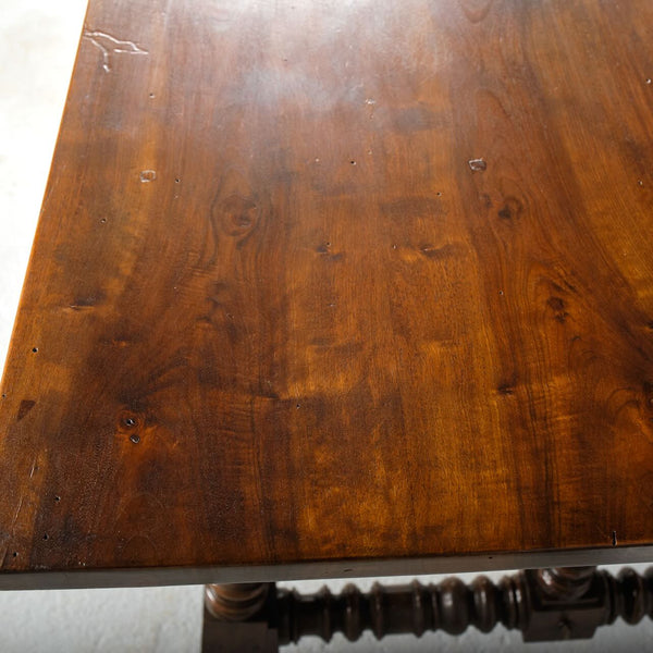 Antique turned leg dining table, walnut