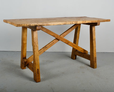 Antique two-drawer Palentine library table, walnut and chestnut