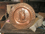 Antique embossed copper tavern plates