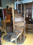 Antique New Mexican Ponderosa Pine Spiral Staircase