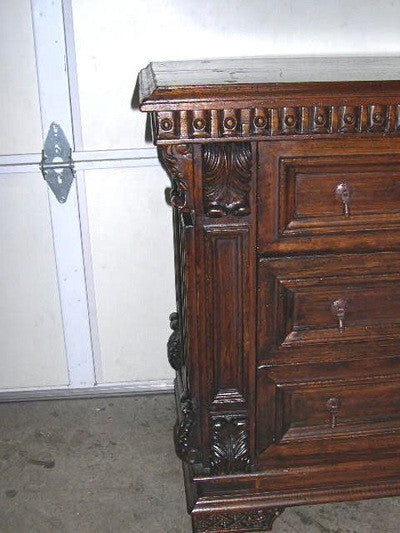 Three-drawer Tuscan-style nightstand
