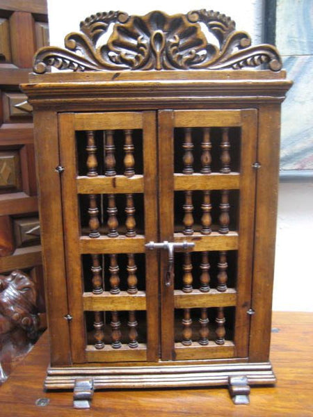 Carved Reproduction Miniature Corner Cabinet, Fruitwood