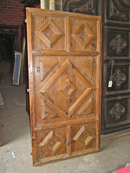 Antique Spanish Carved Honey Pine Door