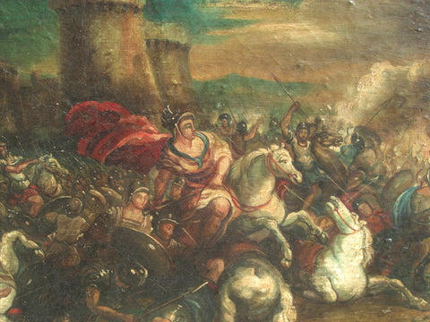 Antique oil painting on canvas, “Battle of Naples”