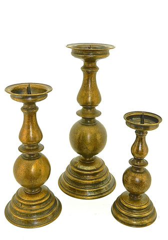 Set of 3 Reproduction Wrought Iron “Castilian” Candlesticks