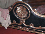 Carved king-size “Medallion” bed in black and silver