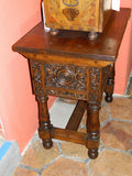 Carved two-drawer reproduction "Second Renaissance" table, cachimbo hardwood