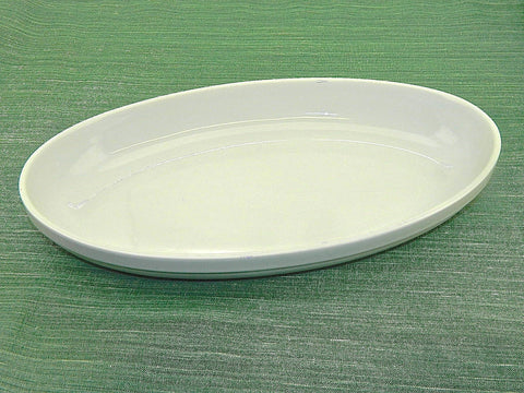 Large white refractory porcelain scalloped-edge serving platter