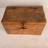 Small antique carved Pyrenees shepherd’s box, pine