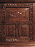 Carved four-door diamond panel reproduction sideboard / credenza, cachimbo hardwood