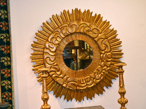 Reproduction hand-carved and gilt oval "Medici" mirror with beveled glass