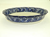 Wavy-edge oval Talavera serving dish, “PUEBLA”