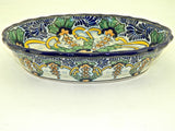 Wavy-edge oval Talavera serving dish, “REYNA ANA”