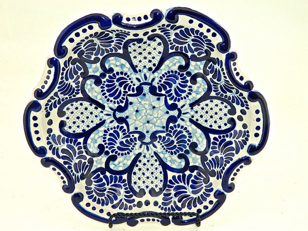 Large scalloped-edge Talavera serving platter, “VIRREY”