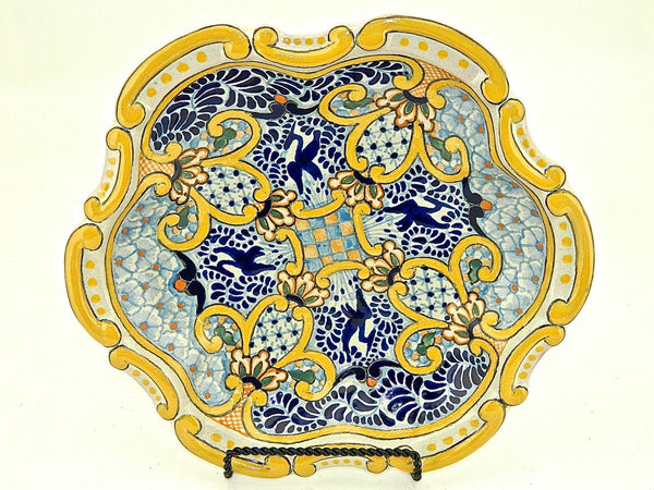 Large scalloped-edge Talavera serving platter, “SEVILLA”