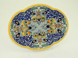 Small Oval Talavera Serving Platter - "FLOR DE LIZ"