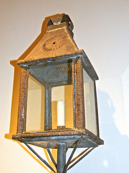 Antique tin Andalusian lantern on stand