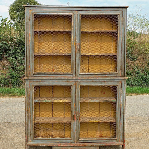 Antique two-door painted Riojano pantry cabinet, pine