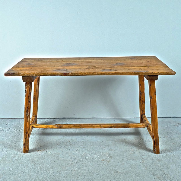 Antique trestle leg pine village table
