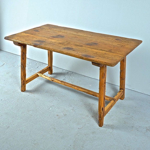 Antique trestle leg pine village table