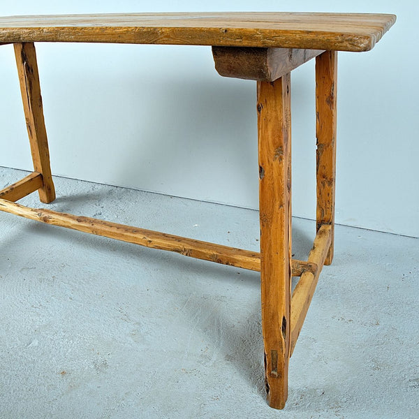 Antique trestle leg pine village table