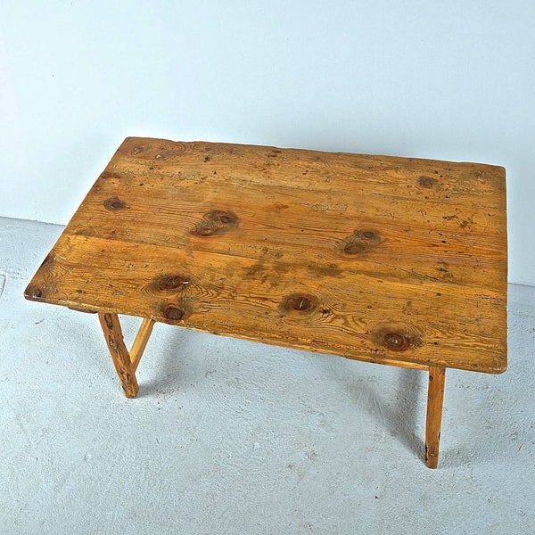 Antique trestle leg pine village table