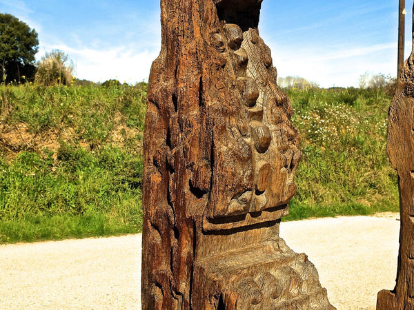 Antique carved pine Castilian corbel