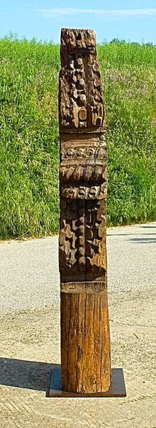 Antique Spanish carved pine Castilian beam end