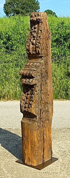 Antique Spanish carved pine Castilian beam end