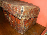 Antique large woven leather conquistador travel trunk (”petaca”)
