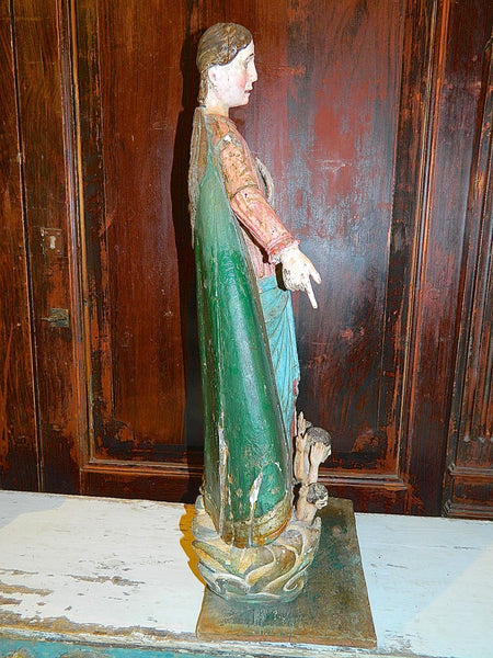 Antique wood sculpture, "Our Lady of Mount Carmel"