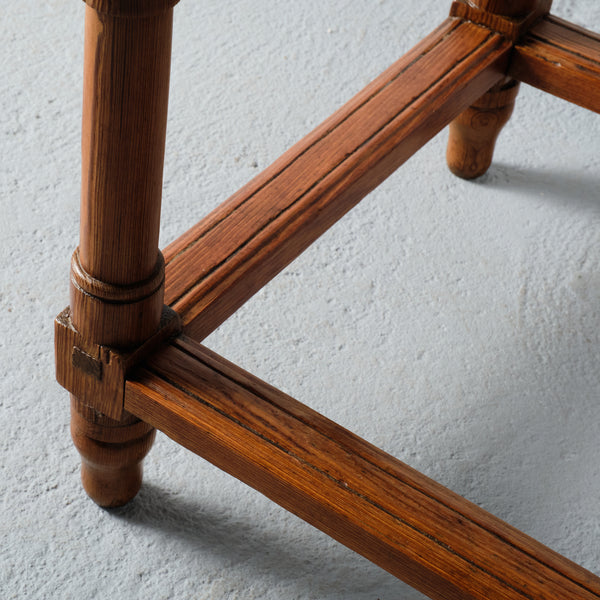Antique turned leg heart of pine accent table with drawer