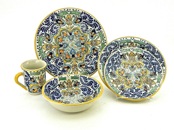 Five-piece Talavera Dinnerware Set - "FLOR DE LIZ"