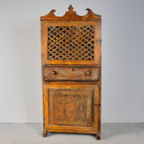 Antique painted two-door, one-drawer Pyrenees pantry cabinet, pine