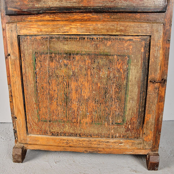 Antique painted two-door, one-drawer Pyrenees pantry cabinet, pine