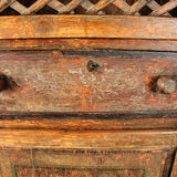 Antique painted two-door, one-drawer Pyrenees pantry cabinet, pine